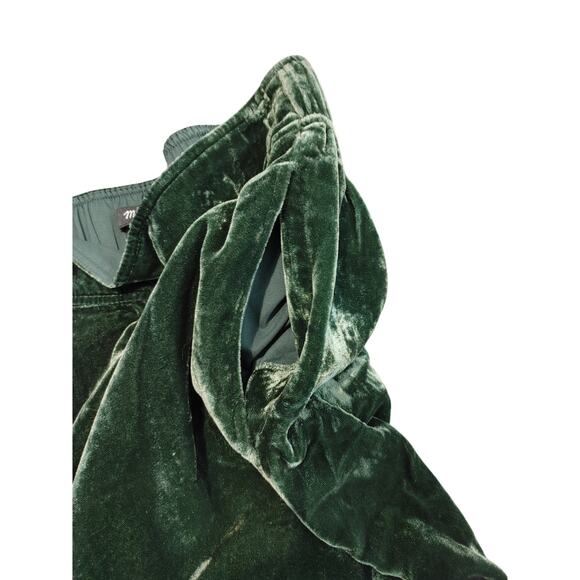 Madewell Velvet Huston Pull-On Wide Leg Crop Pants Elastic Waist Green Womens S - Picture 6 of 10
